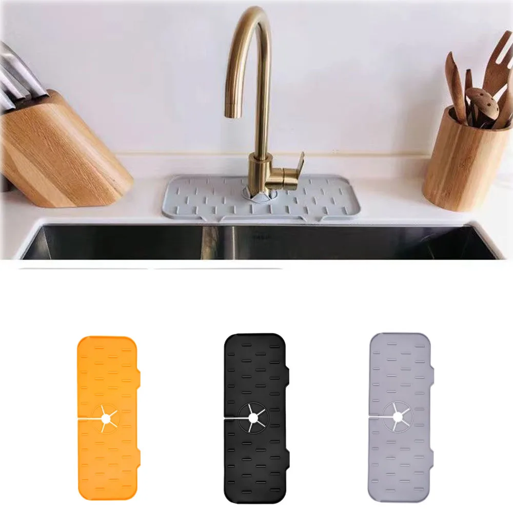 

Faucet Absorbent Silicone Mat Kitchen Bathroom Drain Temperature Insulation Splash Water Sponge Drainage Rack Foldable Sink Mat