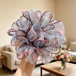 Elegant Women's Shiny Beaded Bow Hair Scrunchies - High - Quality Versatile Hair Accessories (SKY BLUE)