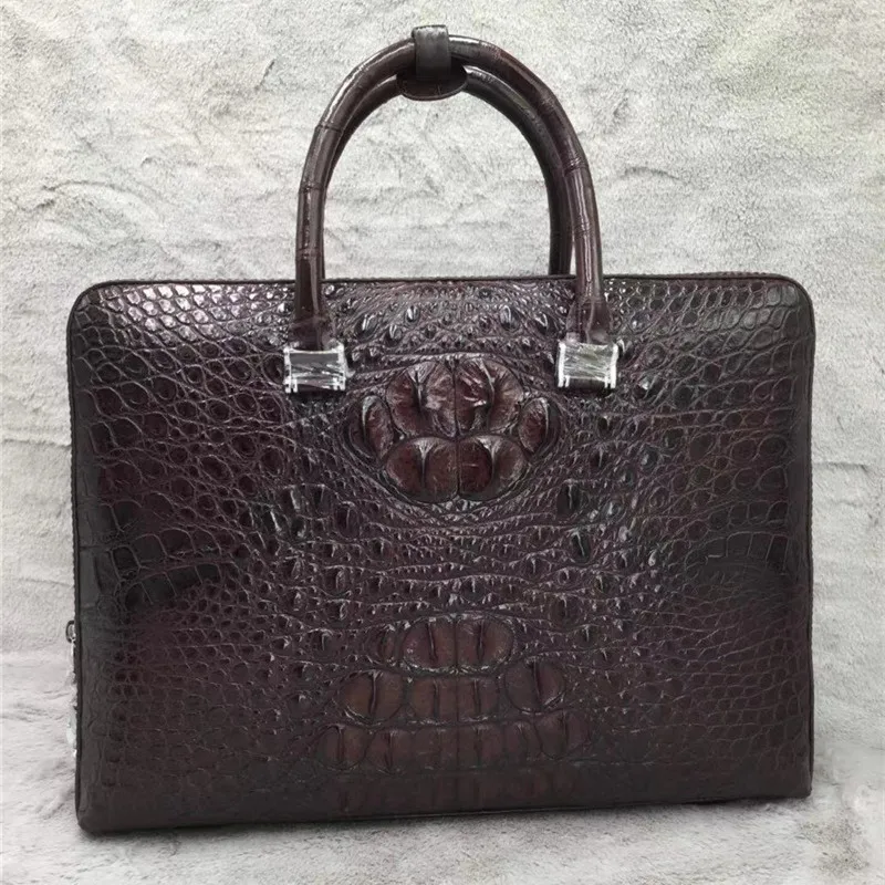 

Exotic Alligator Skin Businessmen ZIP Passcoded Briefcase Laptop Bag Authentic Genuine Crocodile Leather Male Large Work Handbag
