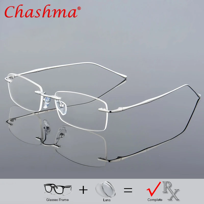 

Rimless Glasses Titanium Myopia Men's Prescription Eyewear Anti Blue Light Eyeglasses Progressive Lenses Photochromic Optics