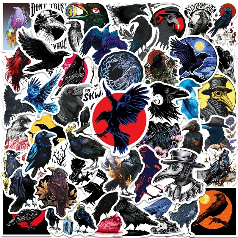 

10/30/50PCS Cute Gothic Crow PVC Sticker Aesthetic Korean Children's Decoration Scrapbooking Stationery School Supplies
