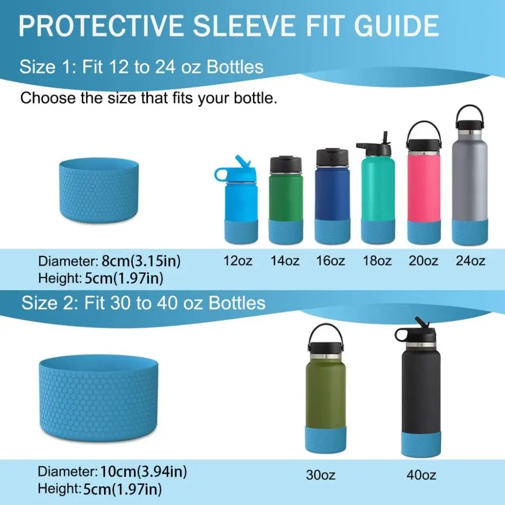 For Aquaflash HydroFlask And More 12-40 oz Anti-Slip Bottle Bottom Sleeve Cover Hexagon Texture Water Bottle Pad Protective Case
