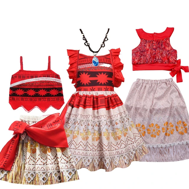 Fato de festa de Halloween Moana, Menina Princesa Roupas extravagantes,  Roupa Vaiana Infantil, 3 Anos, 5 Anos, 6 Anos, 8 Anos, 10 Anos