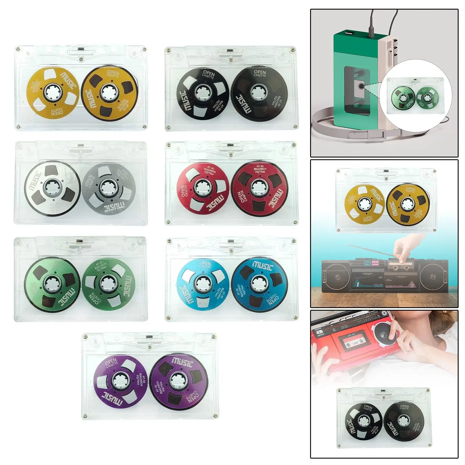 Double Sided Blank Cassette Tape,Audio Recording Empty Cassette Record 50 Mins for Conferences