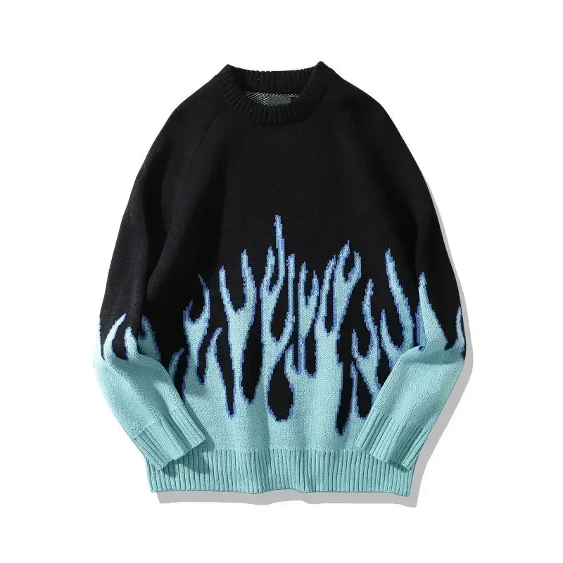 thumbnail image 1 of Suéteres de punto con estampado gráfico para hombre, ropa para hombre, suéteres de punto con estampado hippie, primavera, otoño, meme estético, estilo coreano, feo, ajustado, tejido, 1 of 5