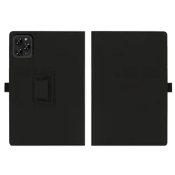 Elegant PU Leather Tablet Case with Two - Fold Stand and Magnetic Closure, Featuring a Convenient Hand Strap, for DOOGEE Tab G6 IN (Black)