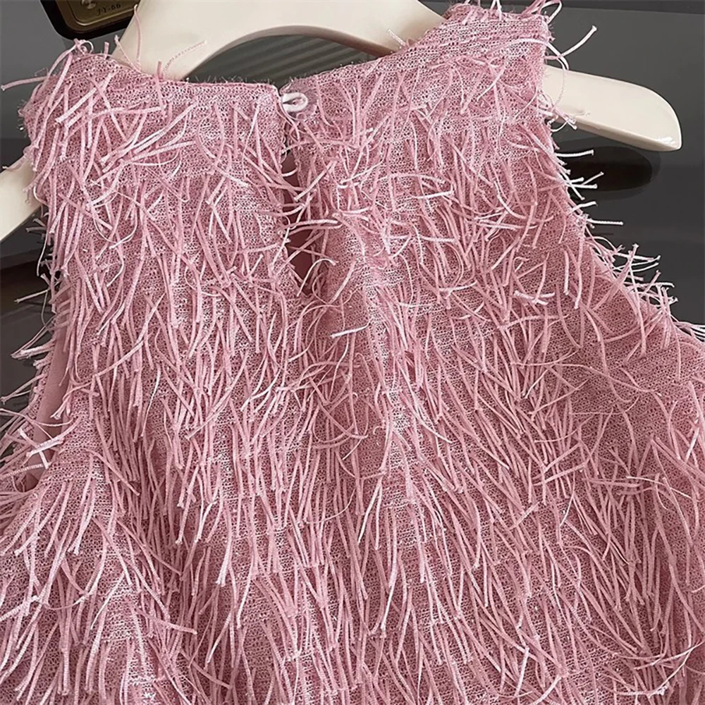 فساتين للفتيات باللون الوردي مع شراشيب، فستان أميرة، ملابس أطفال، زي حفلات، تنورة سهرة، ملابس كرنفال للأطفال من 3-8 سنوات، لأعياد الميلاد