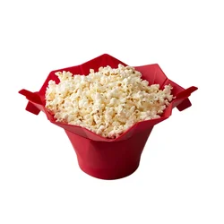 Foldable Silicone Microwave Popcorn Bowl - Dishwasher Safe DIY Popcorn Maker (1PCS Red)