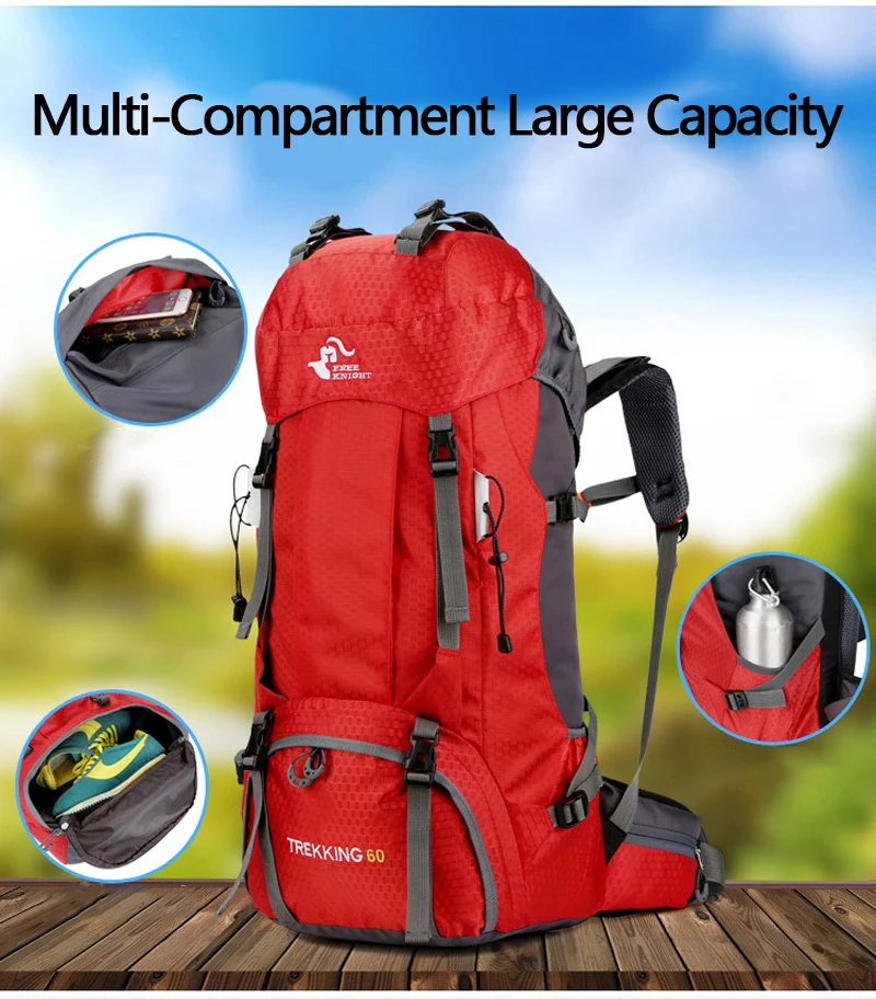 Fengtu 60l Hiking Backpacks Men's Sports Bags Nylon Camp Travel Pack