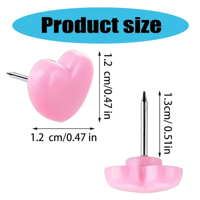 Map Heart Push Pins 100 Pcs for World Maps Cork Boards