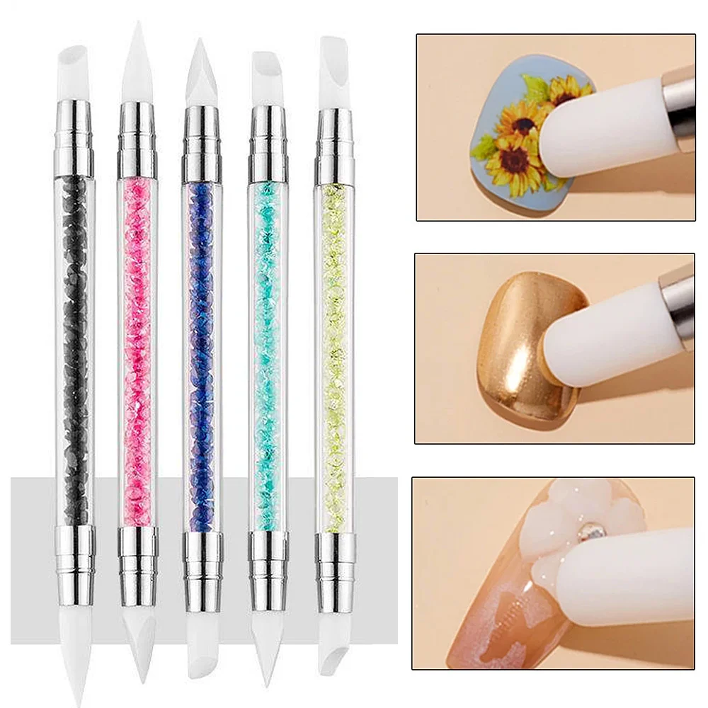 Description Picture 3 of itemDouble Head Nail Art Silicone Sculpture Pen 3D Carving Emboss Glitter Powder Manicure Shaping Silicone Brushes Nail Art Tool