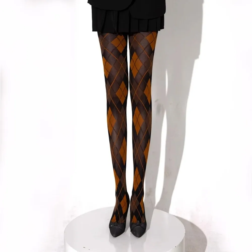 New Retro Plaid Tights Pantyhose Lingerie JK Japanese Style Pantyhose Legging Sexy Soft Thigh High Stockings Women