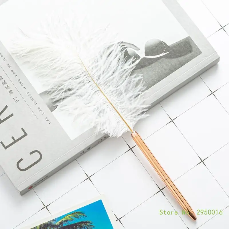 Stilvolle weiße Feder Kugelschreiber Hochzeit Schreibstift Business Signatur Stift Schul bedarf – Detail 3