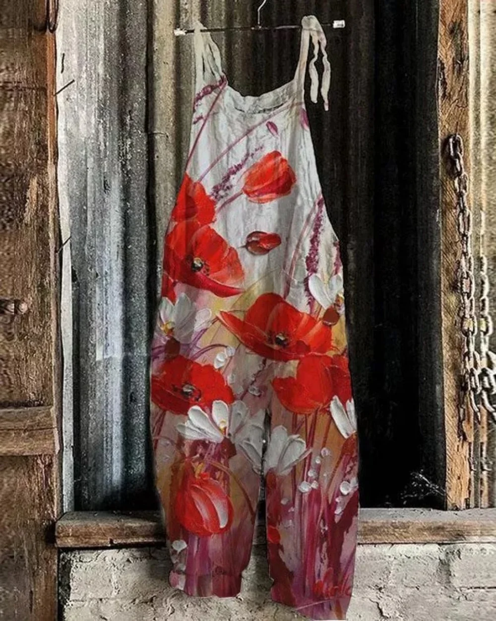 Pantalon à bretelles femme style ethnique été automne