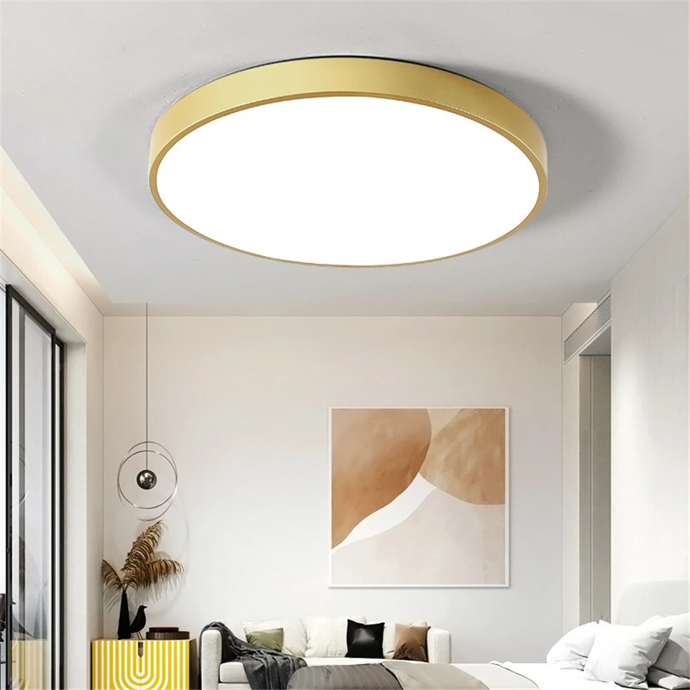 

LED Ceiling Light Modern Round Dia 60/40/30cm Thin 5cm Gold Flush Panel Ceiling Lamp Remote Control Light for Foyer Bedroom