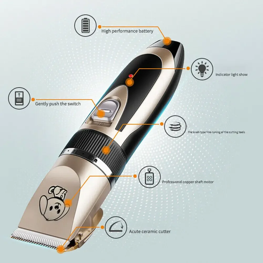 Electrical Pet Hair Trimmer Rechargeable Low Noise Dog Cat Hair Clippers Kit Cutter Machine Grooming Shaver Scissor