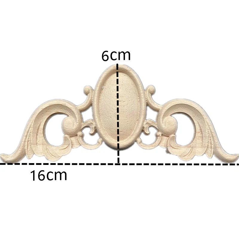 2PCS 16cm Wood Carved Corner Onlay Applique for Home Furniture Door Decorate Wall Cabinet Unpainted Safety Decoration