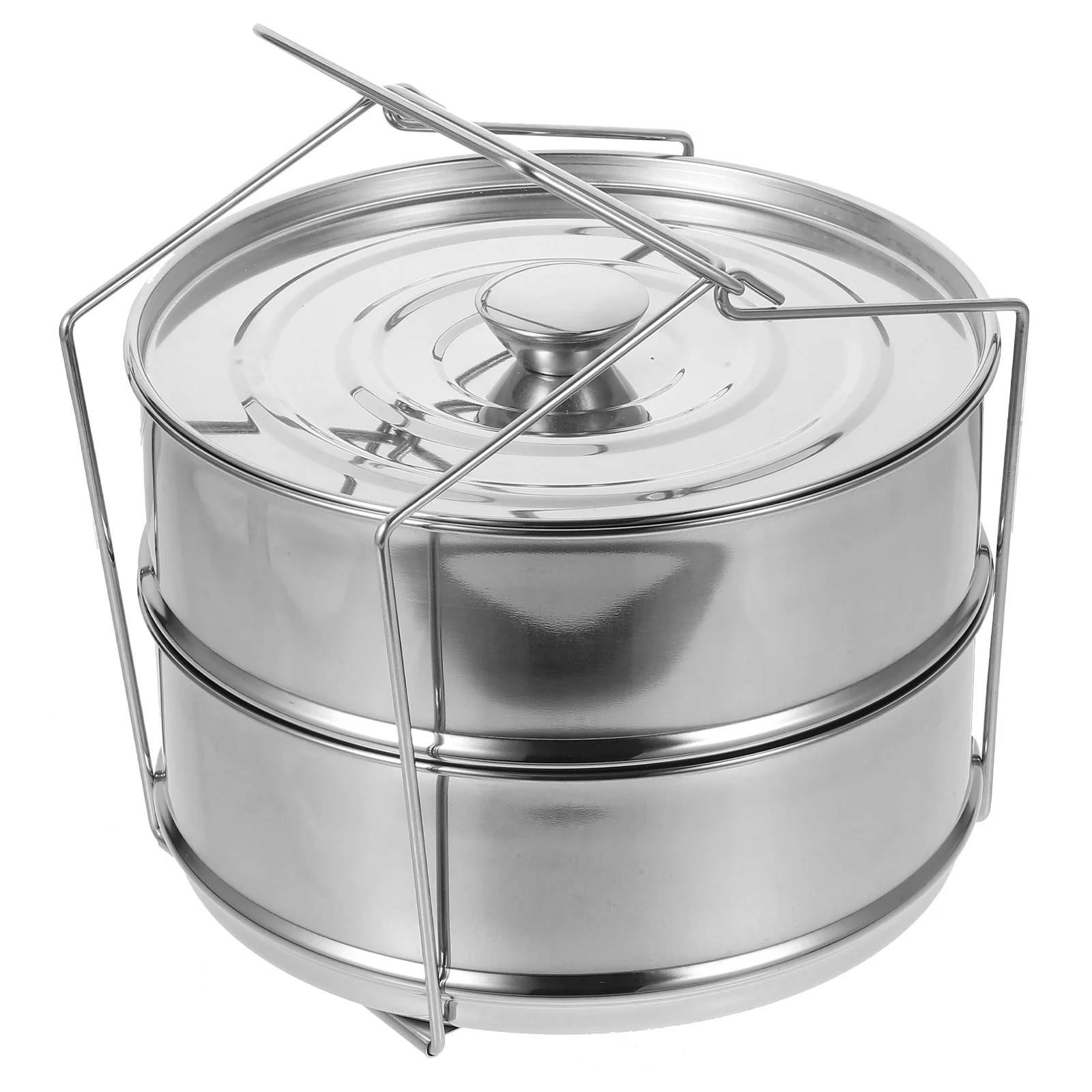 

Stainless Steel Cookware Cage Steamer Insert Pans Stackable Food Double Layers Stockpot