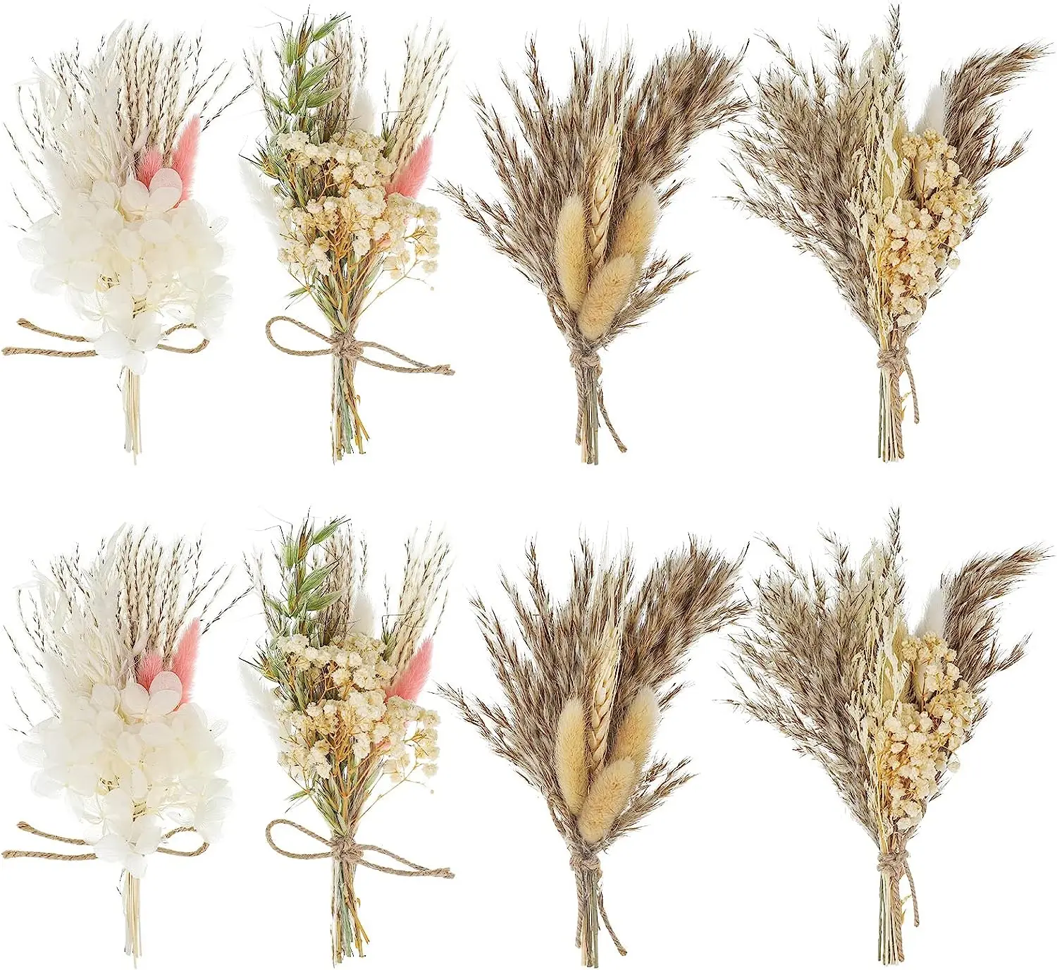 

Dried Flowers Bouquet Set of 8 Boho Floral Wedding Party Favors for Tables Small Pampas Grass Tiny Dried Flowers for Crafts Cake
