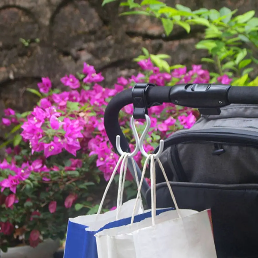 Creative S Shape Baby Stroller Hooks Double Hook PU Hanging Hook Stroller Accessories Solid Color Stroller Accessories Pram