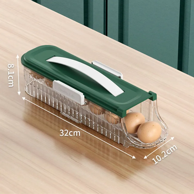 Portauova Frigo A Rotolamento Automatico - Dispenser Salvaspazio Con Coperchio, Confezione Da 2