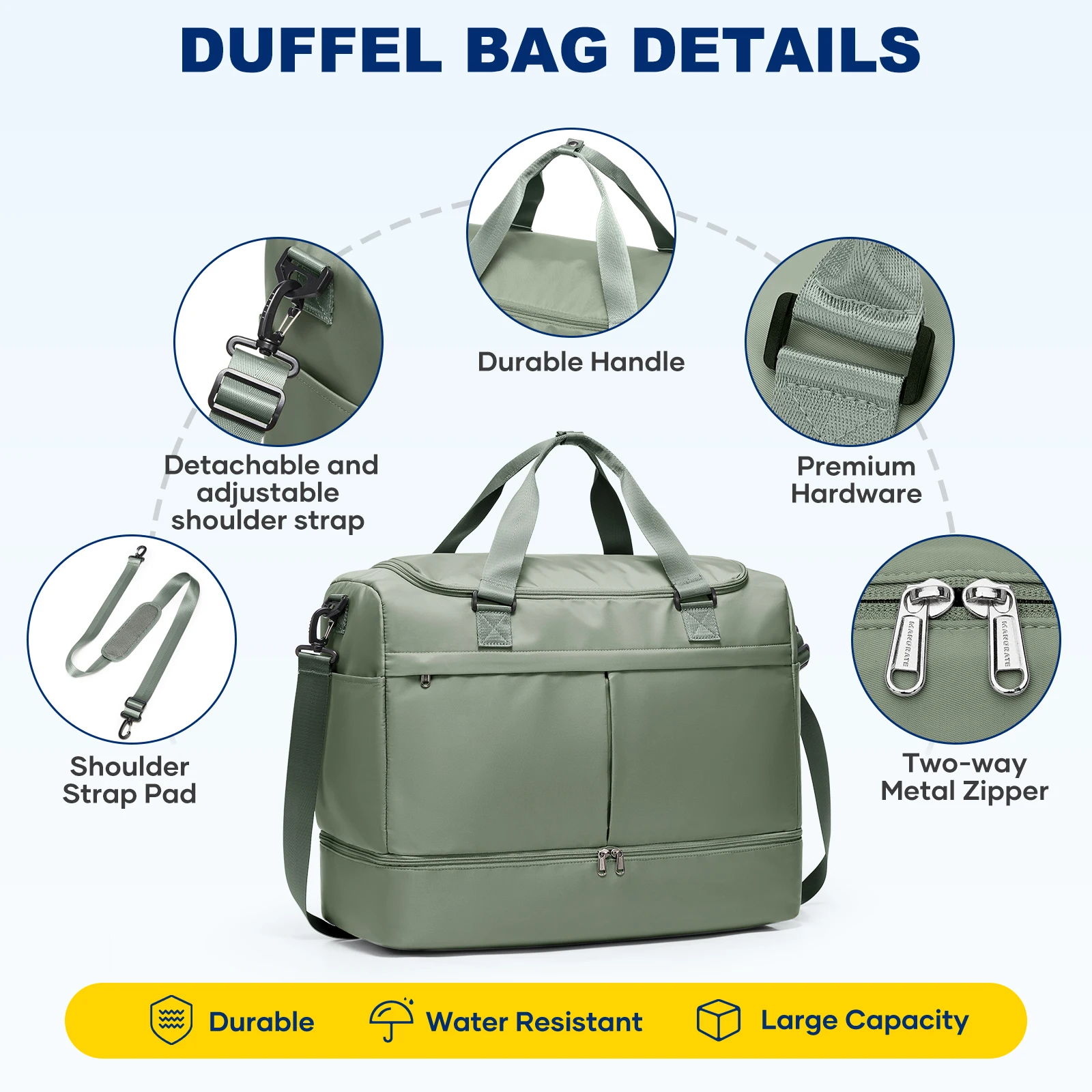 Borsa da Viaggio Grande, Borsa da Trasporto con Scomparto per Scarpe, Borse da Weekend per Donne, per Viaggi, Lavoro, Sport, Ospedale - immagine 5