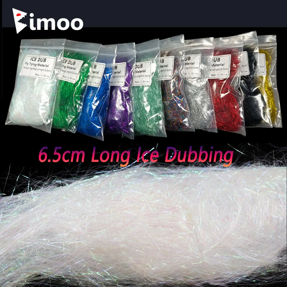 

Bimoo 1Pack 6.5cm/2.56" Long Ice Dubbing Synthetic Fibers Baitfish Streamer Shimmer Thin Ice Wing Minnow Fly Tying Material