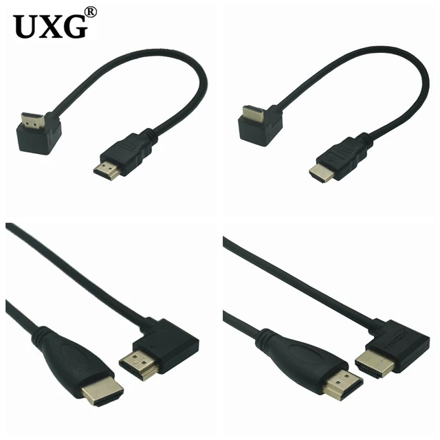 Short 90 Degree Left Right UP Down Angle HDMI-compatible Cable Double HDTV  Line Male To