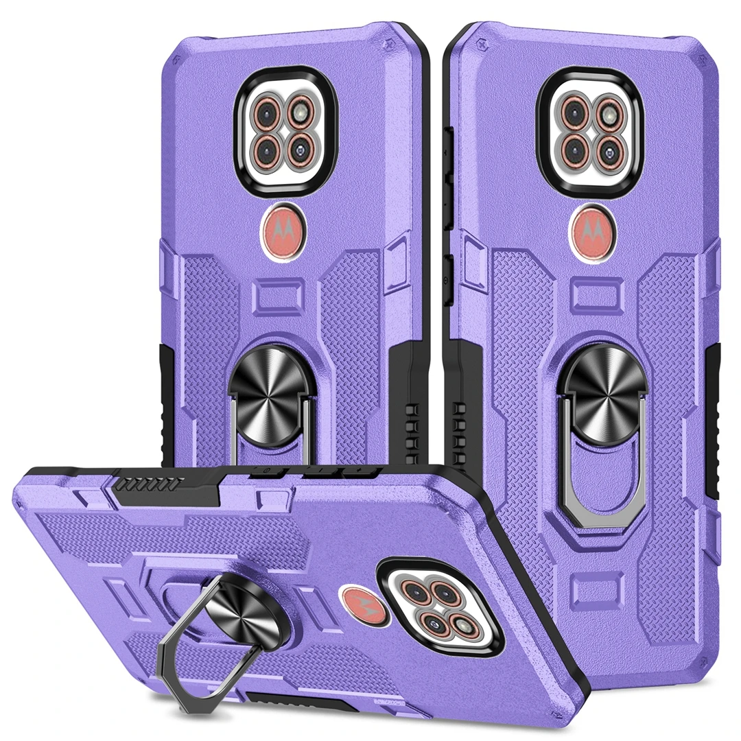 Magnetic Ring Stand Holder Shockproof Armor Phone Case with Silicone Bumper Back Cover