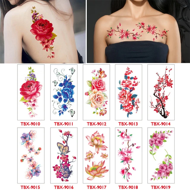 Tattoo Sticker,1 Sheet Chinese Dragon & Flower Print Temporary Tattoos For  Men,Tattoo Stickers Adults,Realistic Tattoo Flower,For Women and Girls