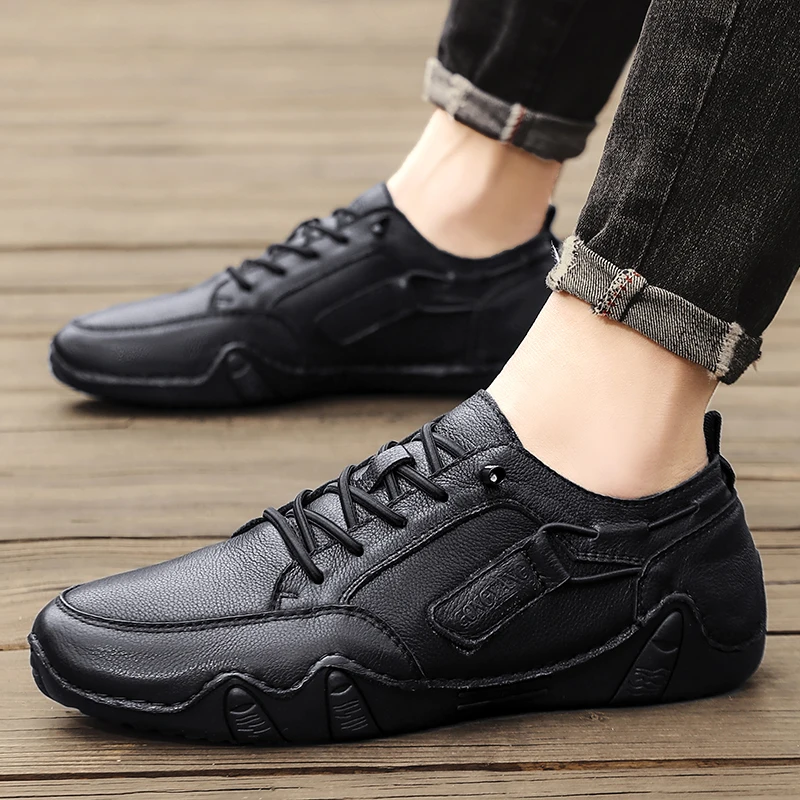 

Men Casual Sneakers genuine Leather Men Loafers Men Driving Shoes Hot Sale Moccasins Handmade Breathable men walking Footwear
