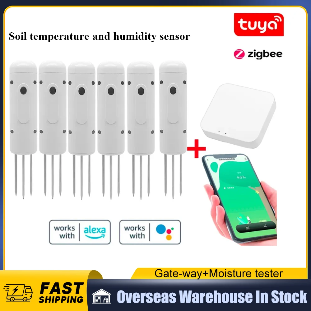 Tuya Zigbee Wireless Soil Intelligent Temperature Humidity Tester Mobilephone APP Real Time IP67 Garden Farmland Planting