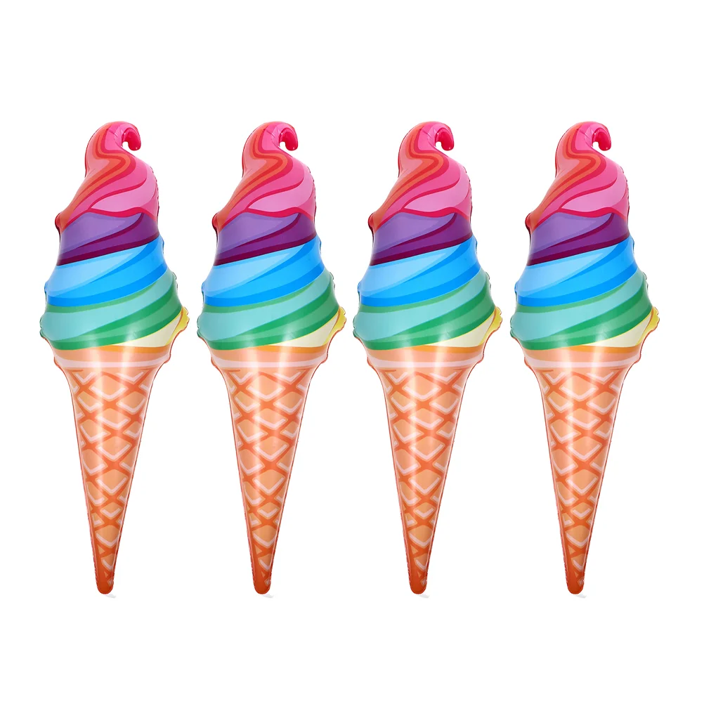 

4 Pcs Inflatable Ice Cream Balloon Toy Decorate Decorative Prop for Kids Pvc Cone Child