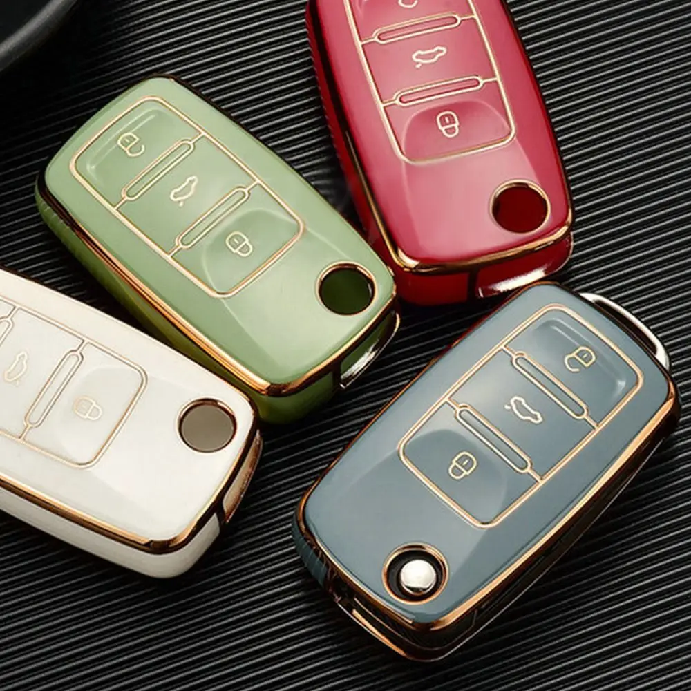 key case soft TPU shell cover for VW volkswagen polo golf passat beetle caddy tiguan skoda octavia kodiaq car accessories