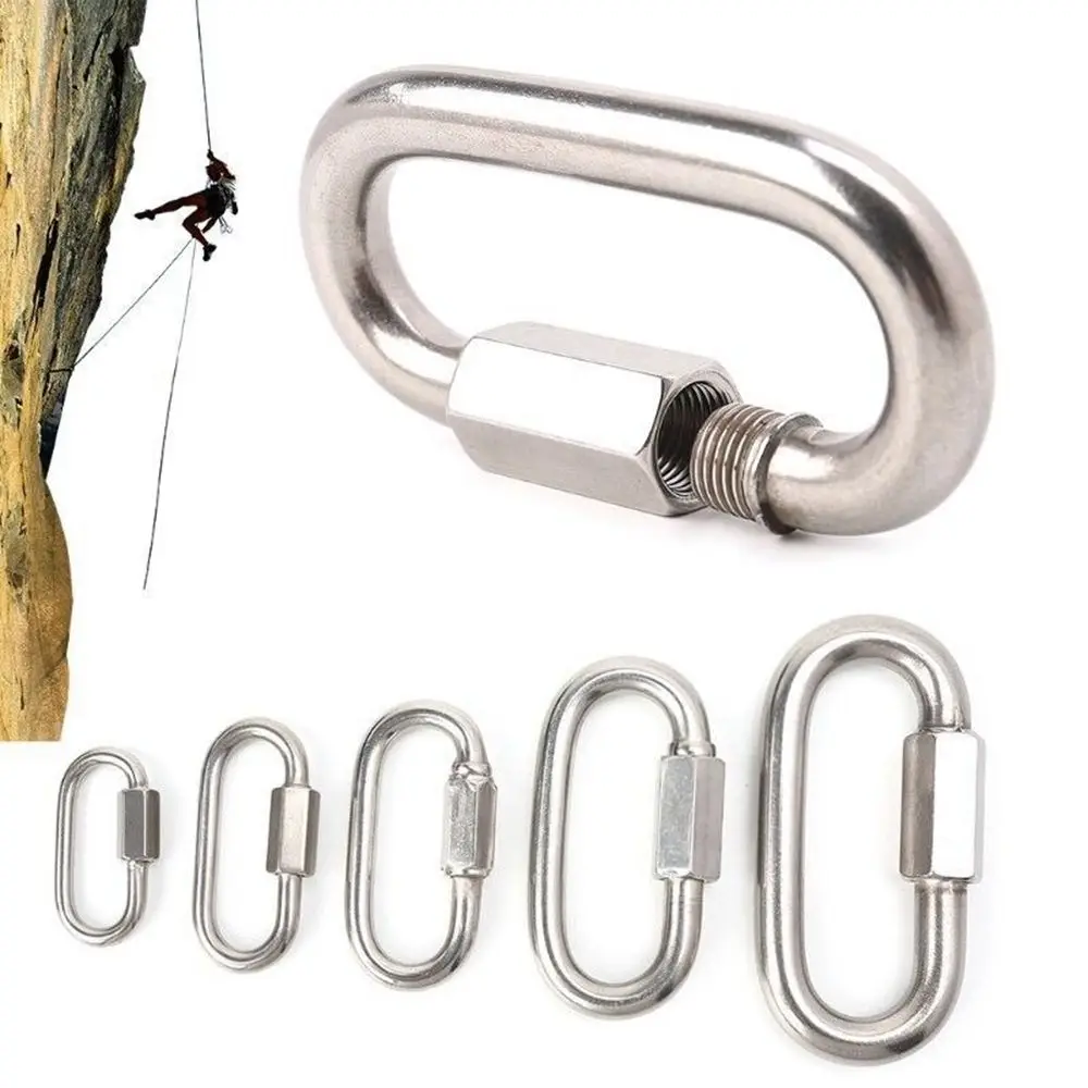 

Stainless Steel Chains Buckles Screw Lock Safety Snap Hook Chain Connecting Ring Climbing Gear Carabiner Carabiners