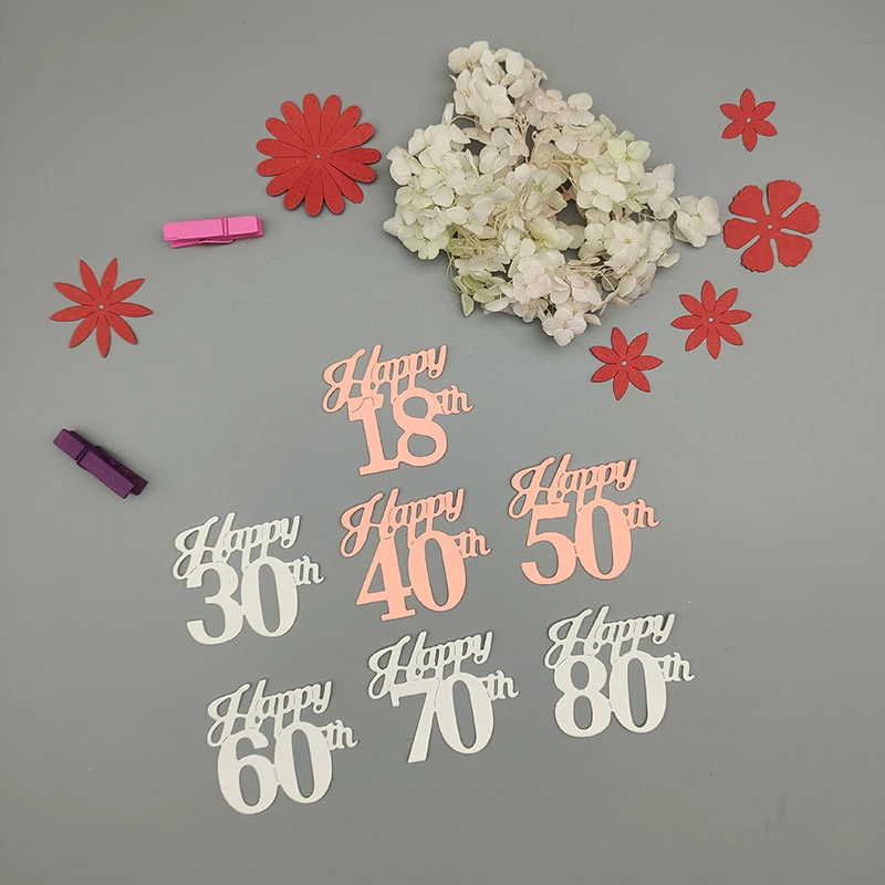 Description Picture 5 of item2022 New Happy 30th 40th 50th 60th 70th 80th Birthday Word Metal Cutting Dies for Scrapbooking Letter Phrase Stencil Card Making