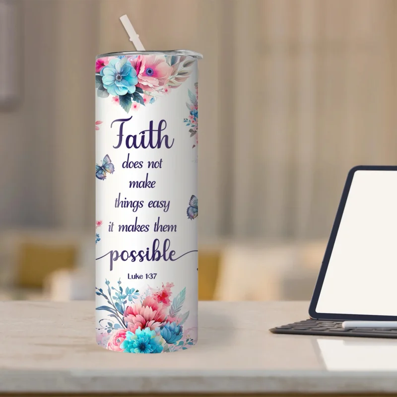 1pc Faith Tumbler With Straw 3
