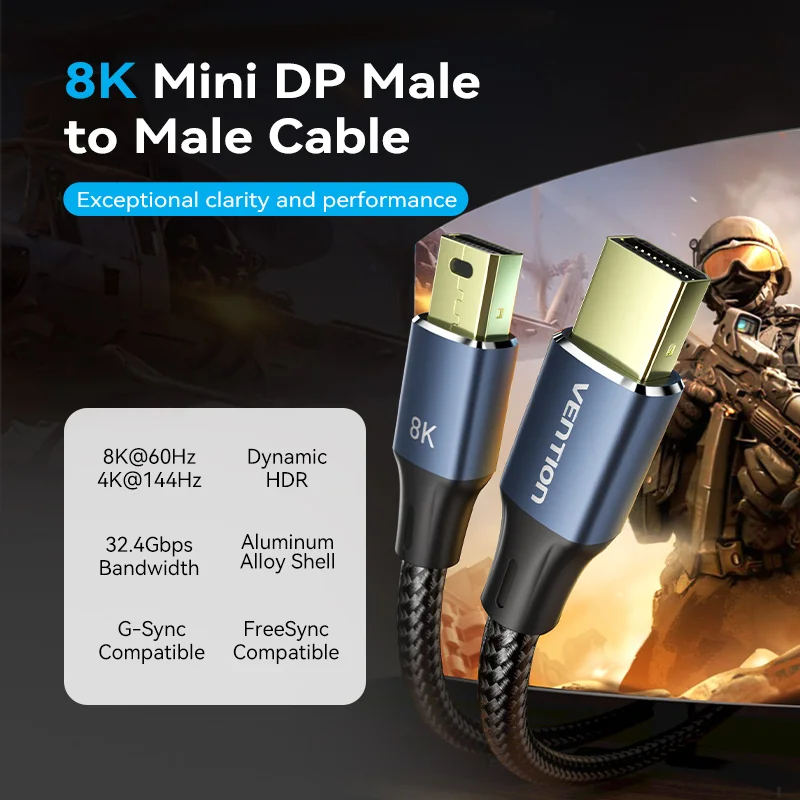 Vention Mini Dp A Mini Dp 1.4 Cavo 8K 4K Maschio A Maschio Thunderbolt 2 Per Macbook Pro Air Tv Laptop Mini Displayport A Mini Dp