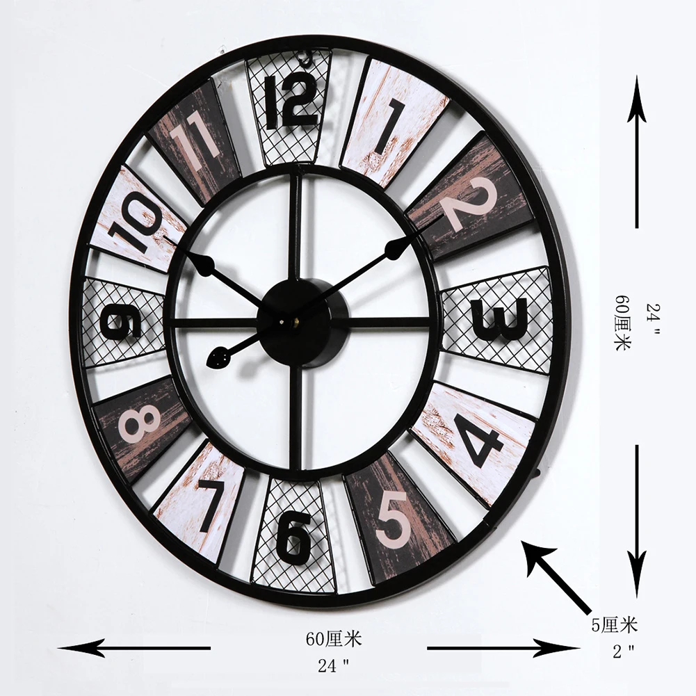 

Vintage Style Round Silent Wall Clock Silent Non-ticking For Living Room Bedroom Kitchen Decoration