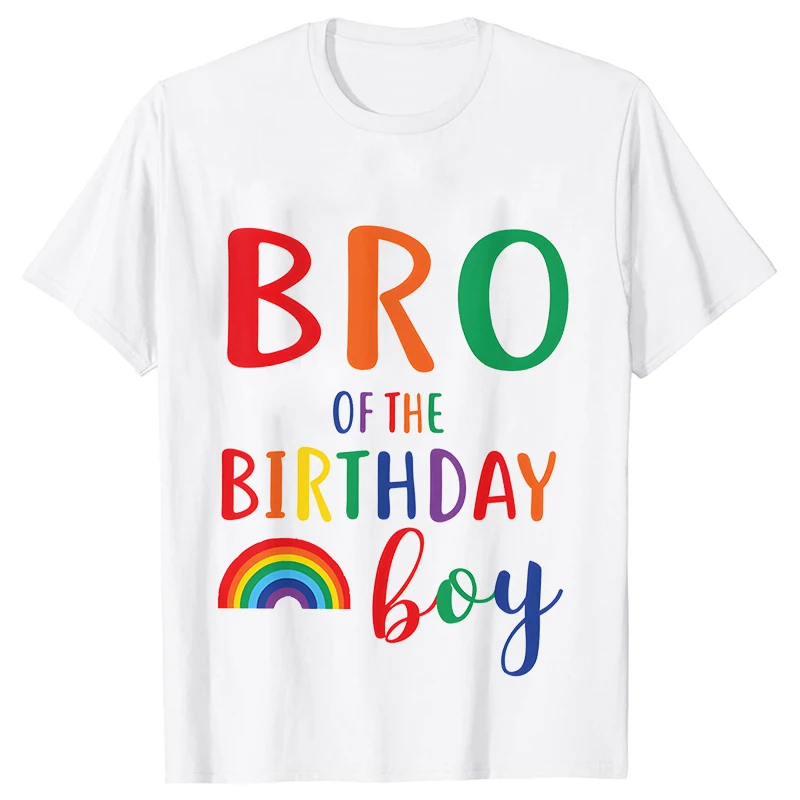 레인보우 그래픽 생일 파티 티셔츠, DADA MOMA BRO SIS 가족 모임 티, 소년 생일 상의, 오버사이즈 미적 의류