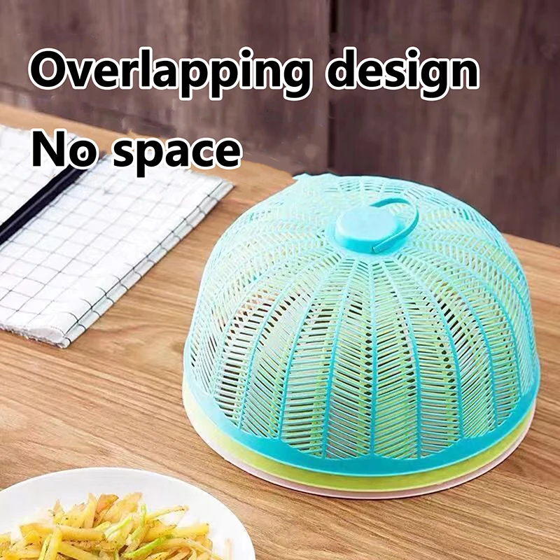 3Pcs Plastic Food Cover Portable Dustproof Breathable Dish Protector Anti Mosquito Fly Round Vegetable Cover Home Kitchen