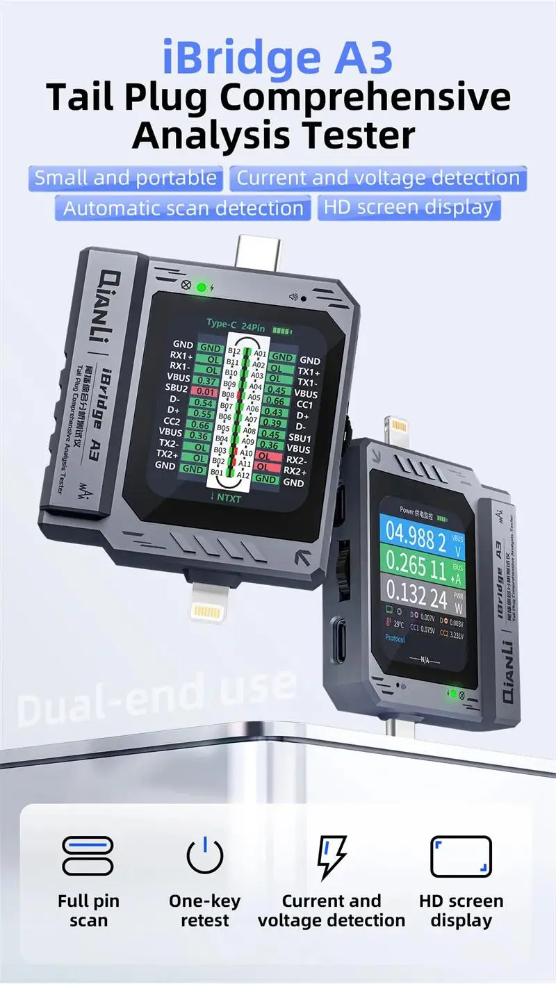 iBridge A3 phone tail plug analysis detector with built-in power supply for Appl