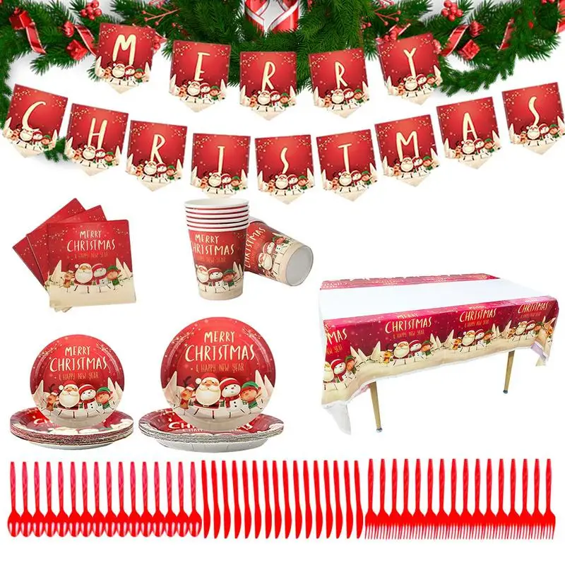 

Christmas Party Dinnerware Set Christmas Plate Party Dinnerware Dessert Paper Party Plates Christmas Party Supplies For Party