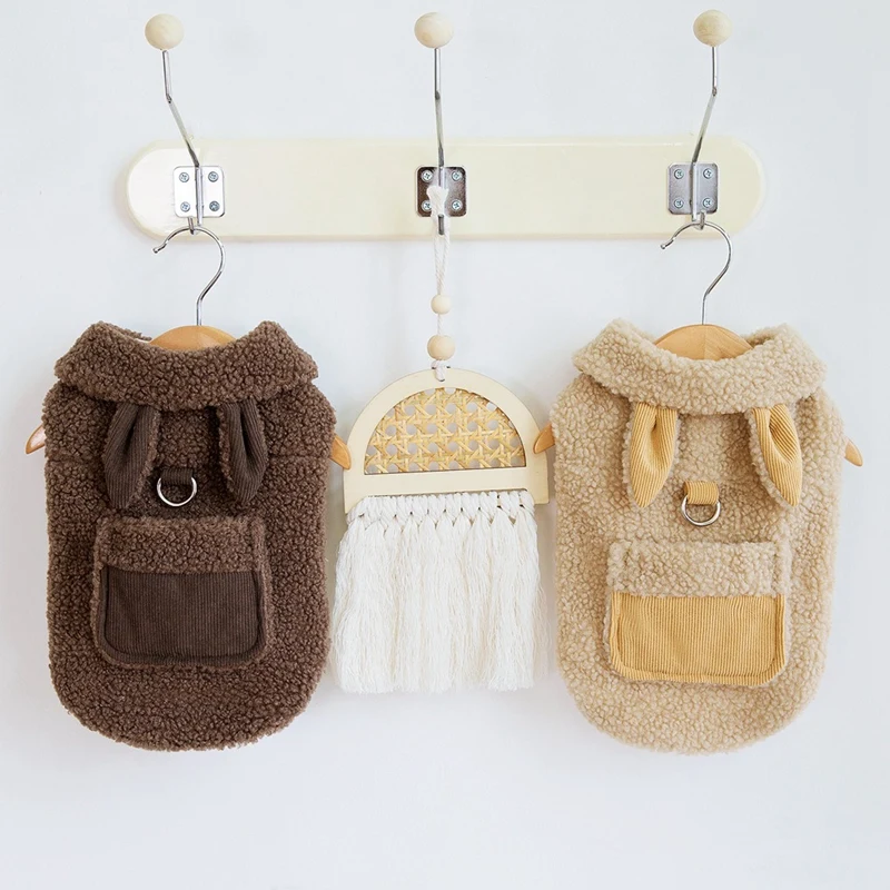 Cozy Winter Dog Jacket with Fleece Lining & D-ring Leash for Small Dogs