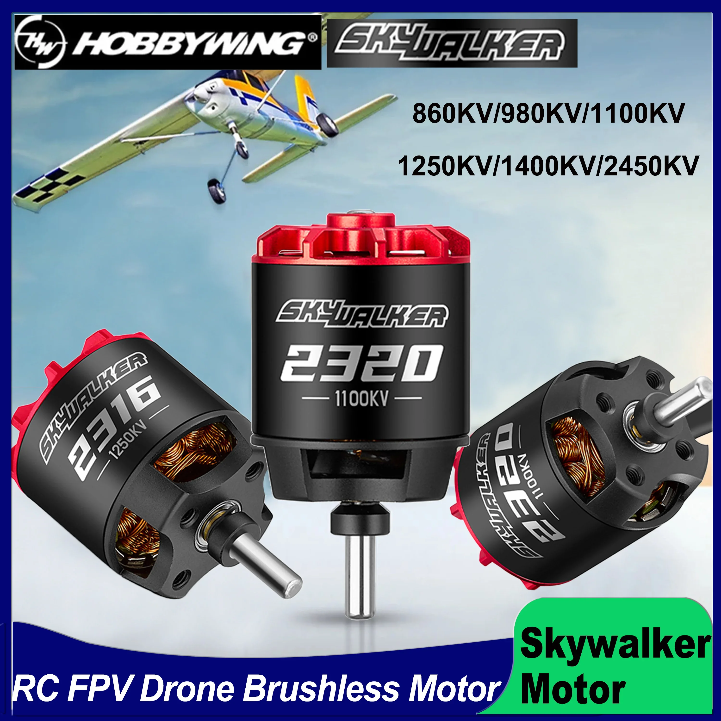 

Hobbywing SkyWalker 2312 2316 2320 Brushless Motor 860/980/1250/1400/2450KV 3-4S for RC FPV Racing Drone Airplane Fixed-wing