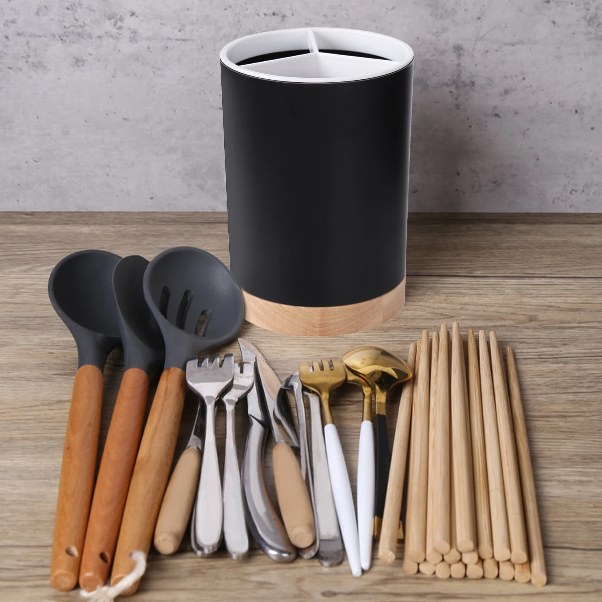 Plastic Utensil Holder Cutlery Drainer Kitchen Storage