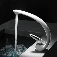 Creative Bathroom Sink Faucet Tap White Brass Wash Basin Faucets Single Handle Hot and Cold Waterfall Modern Elegant Mixer Tap 2