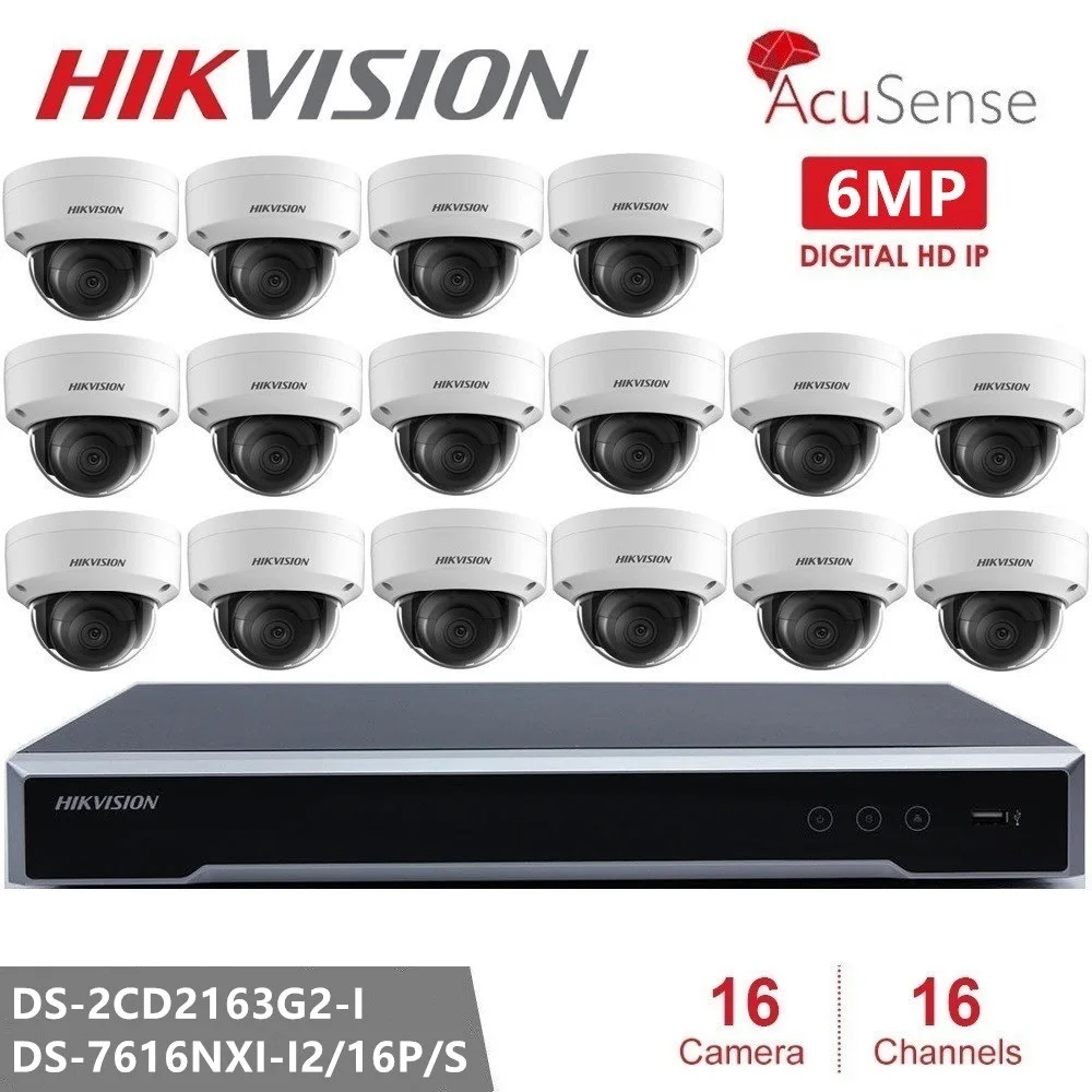 

Hikvision Video Surveillance System DS-2CD2163G2-I 6MP Dome IP Camera Security Camera IR Fixed Network Camera CCTV Camera H.265