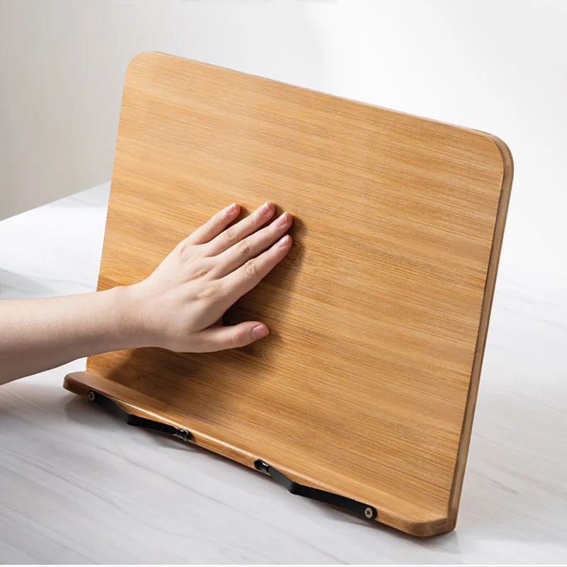 Adjustable Bamboo Book Stand Reading Rest Tablet Cook Home Study Room Book Holder Foldable Cookbook Stand Kitchen Bo