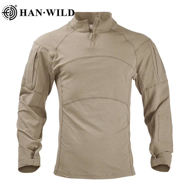 

Camping Mens Military Combat Shirts 1/4 Zip Long Sleeve Tactical Hunting Shirt Outdoor Hiking Army Multicam Shirt Pullover Tops